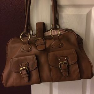 Brown leather utility bag